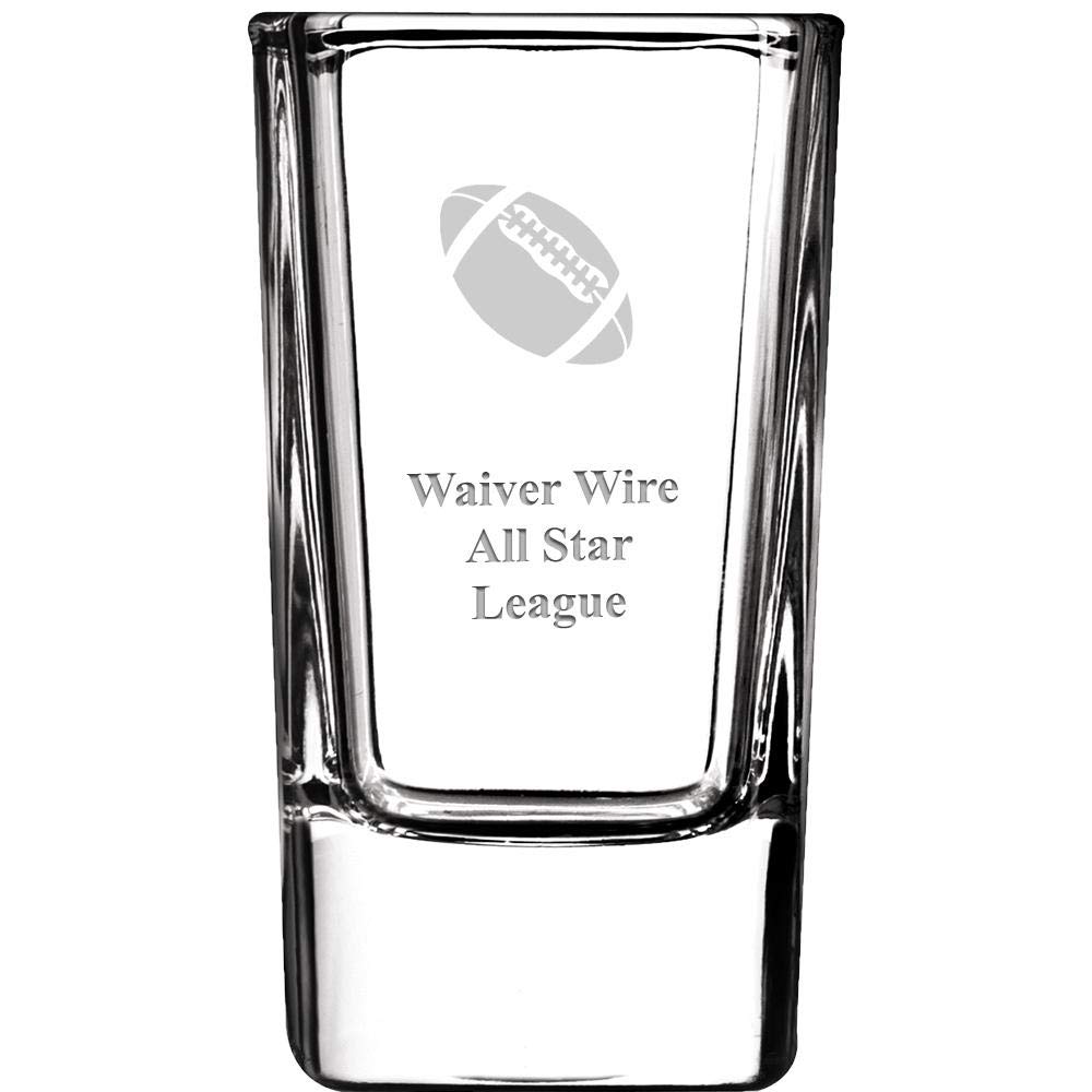 Custom Engraved Fantasy Football League Shot Glasses - 12 Pack 2.75oz Personalized Team Prize Glasses for Football Fans | Perfect for Tailgate Parties, Sports Bars & Fantasy League Awards