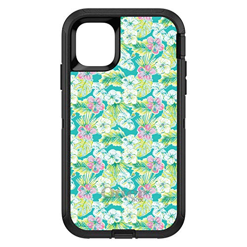 Preppy Pattern - Green Pink White Flowers Floral On Black Case