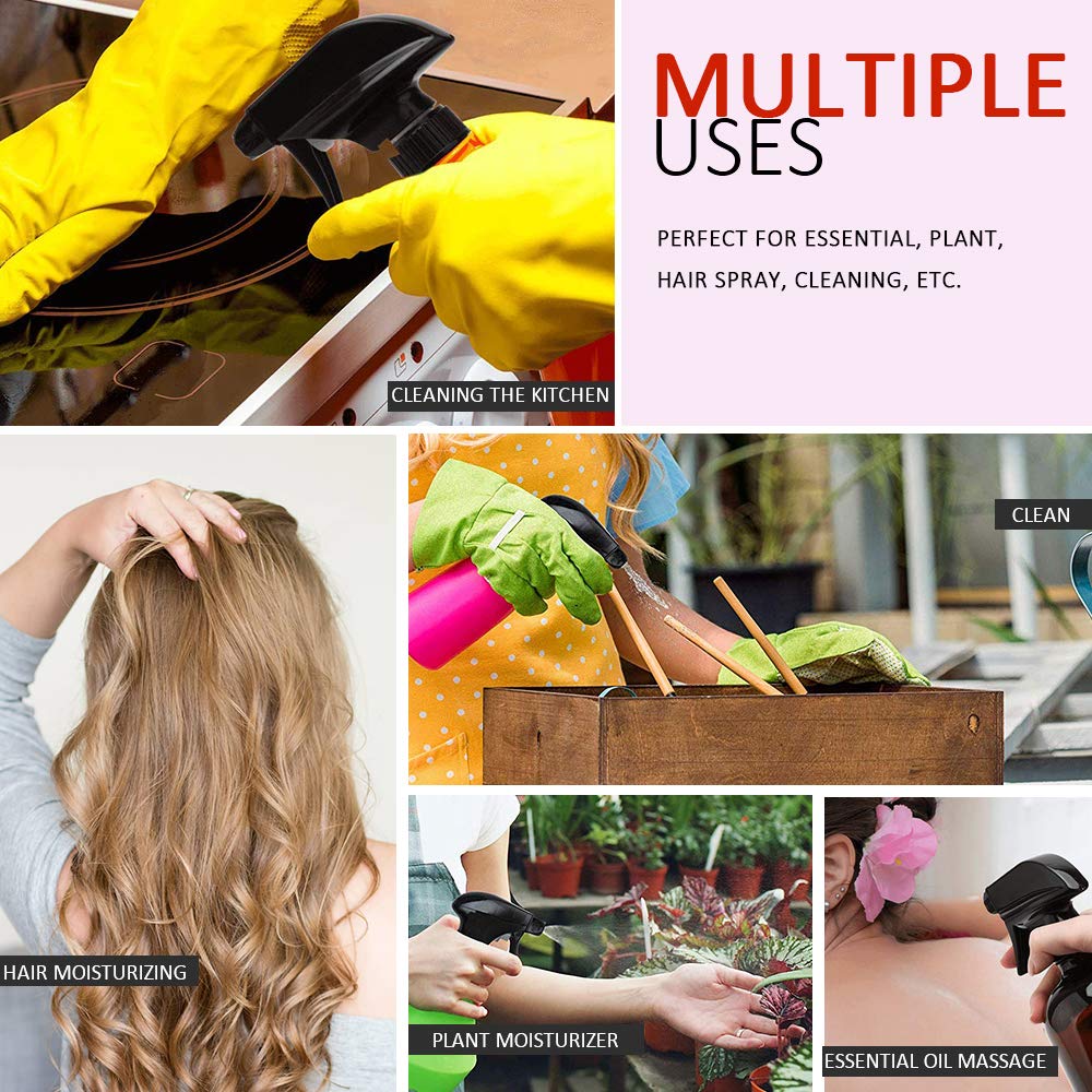 AMORIX 12PCS Heavy Duty Black Spray Bottle Nozzle Trigger - Mist Stream Sprayer Replacement for 28/400 Boston Bottles | Perfect for Gardening, Cleaning Solutions & Household Use