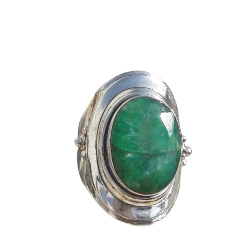 Vintage Style 925 Sterling Silver Men's Ring with Genuine Green Emerald Gemstone – Heavy Duty Statement Jewelry for Gifts, Weddings & Special Occasions