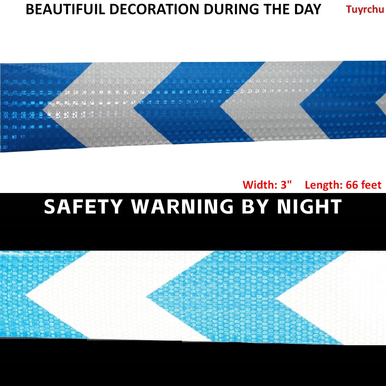 Blue & White Reflective Safety Tape - 3