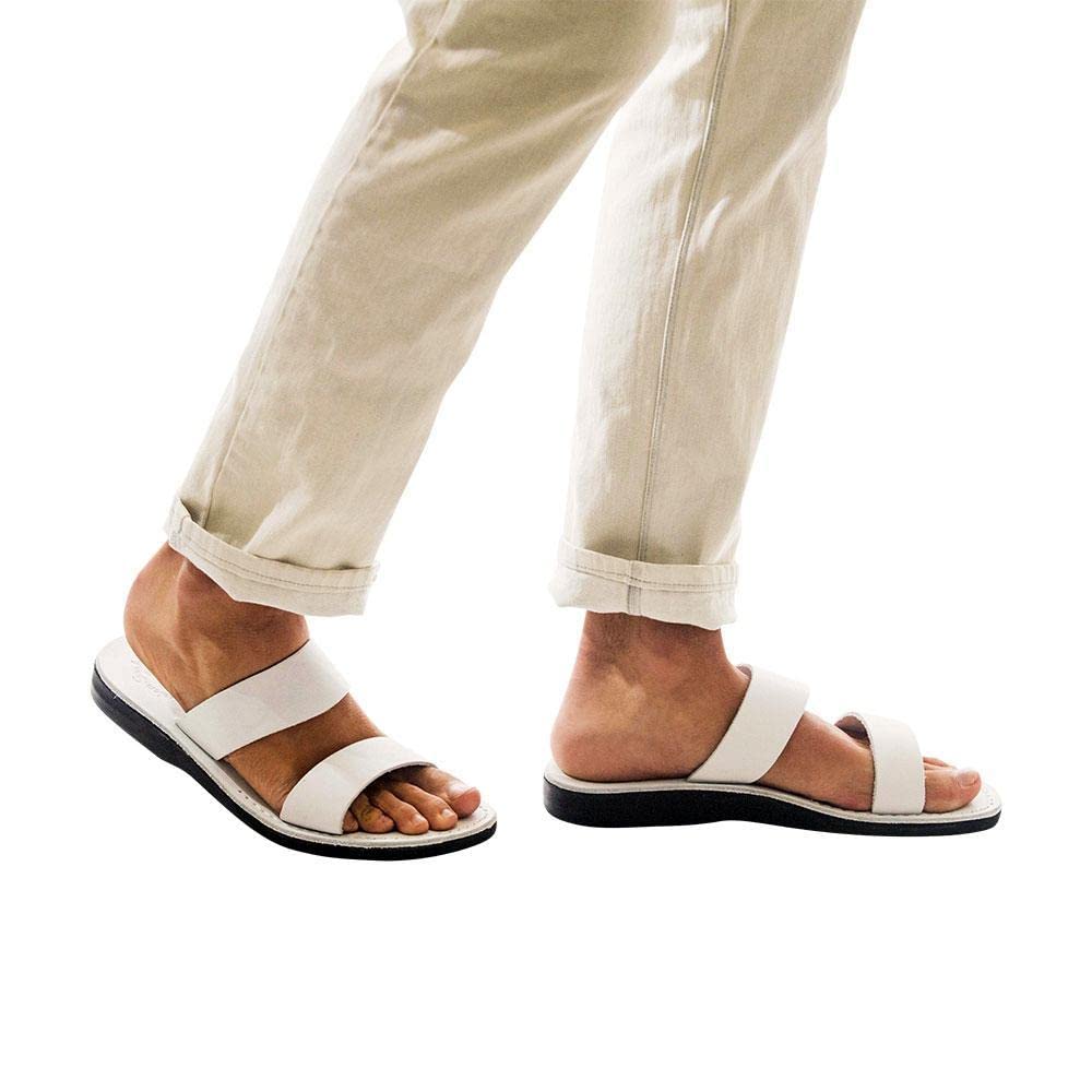 Aviv Men's Leather Double Strap Sandals - Comfortable Casual Summer Footwear for Beach, Vacation & Outdoor Activities