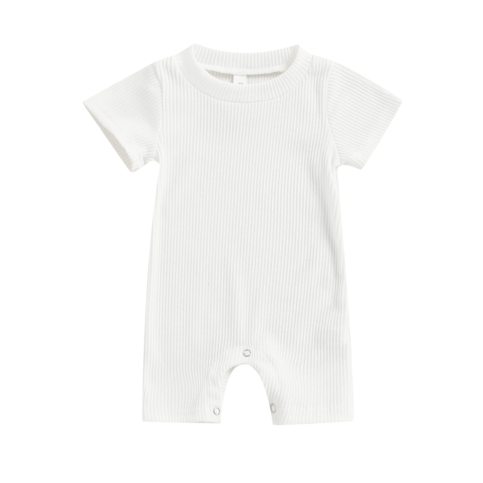 Tsseiatte Newborn Baby Short Sleeve Ribbed Romper - Soft Cotton Bodysuit for Boys & Girls 0-18 Months | Solid Color One-Piece Jumpsuit for Playtime, Photo Shoots & Everyday Wear