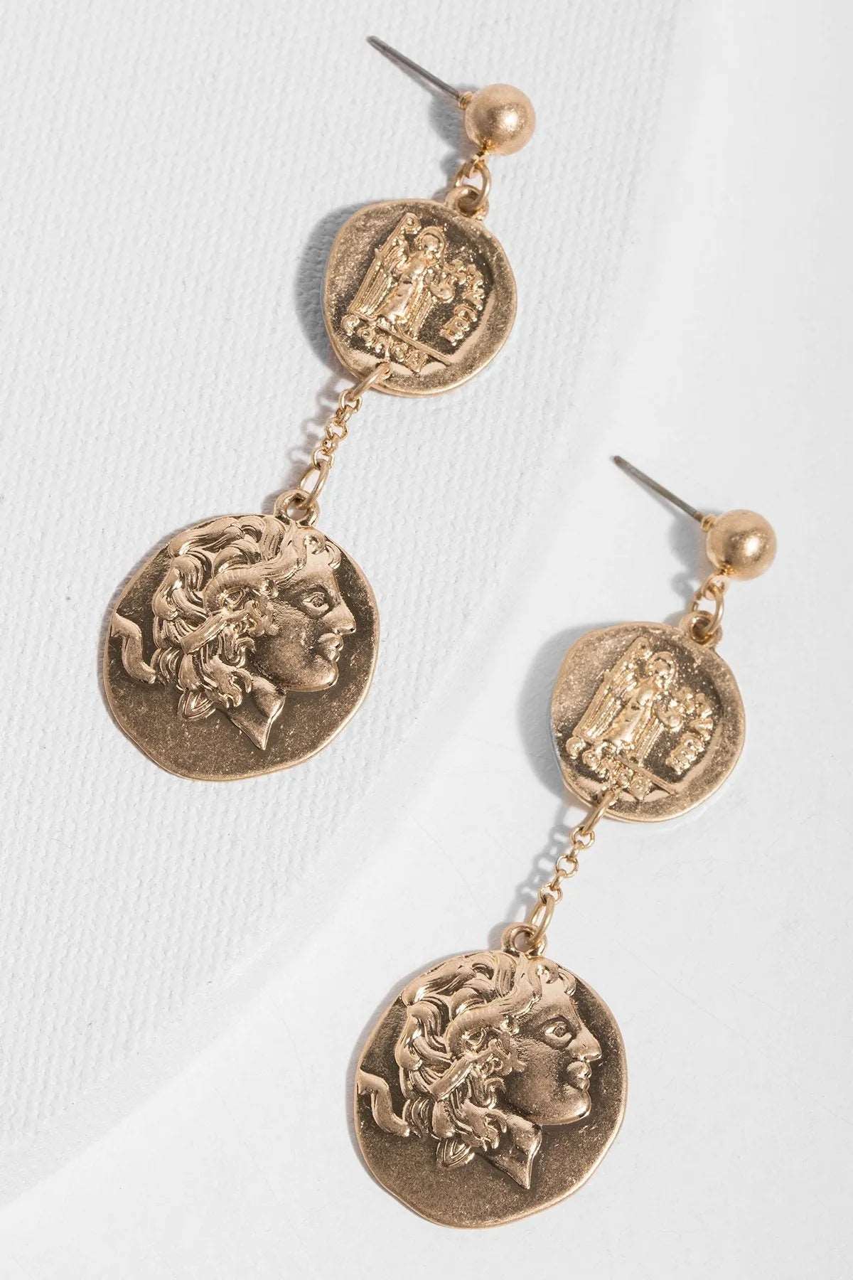 Caesar Drop Earrings for Women - Elegant Gold Dangle Earrings - Perfect for Parties, Weddings & Evening Events
