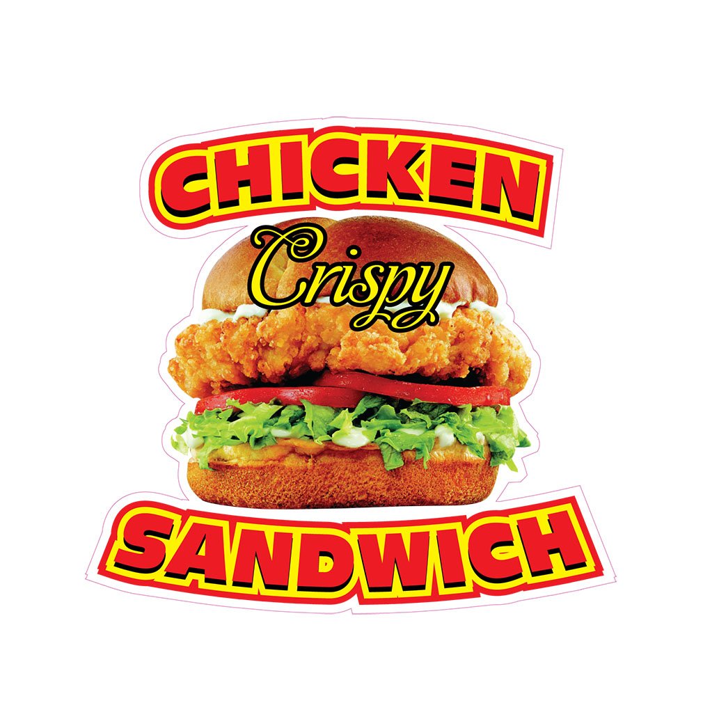 14-inch Chicken Sandwich Die-Cut Window Static Cling for Restaurant & Concession Stands - Perfect for Drive-Thru Menus & Glass Displays