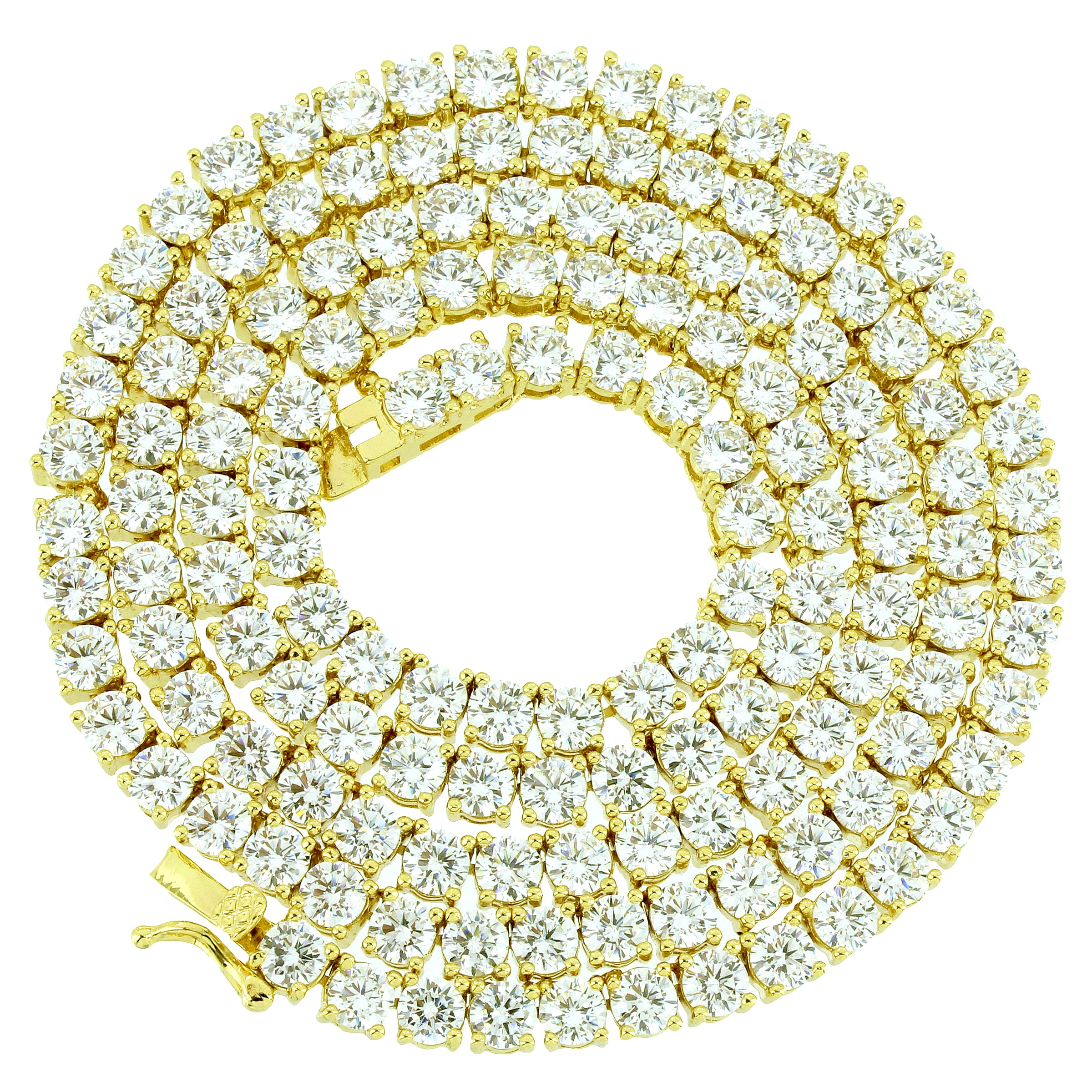 Sterling Silver 4mm 18-30 Inch 14K Gold Plated Tennis Chain Necklace for Men & Women - Perfect for Gifts, Parties, and Everyday Wear