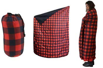 Buffalo Plaid Travel Blanket - 55x70 Inch Soft Fleece Throw with Carry Sack - Red & Black Checkered Pattern - Perfect for Camping, Road Trips & Airplane Travel