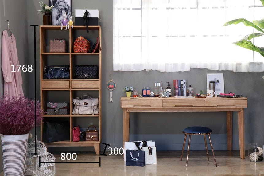 ANA NEW YORK HILTON Bookcase - Solid American Walnut Wood Display Shelf with Natural Finish - 3 Size Options for Living Room, Office or Library Storage