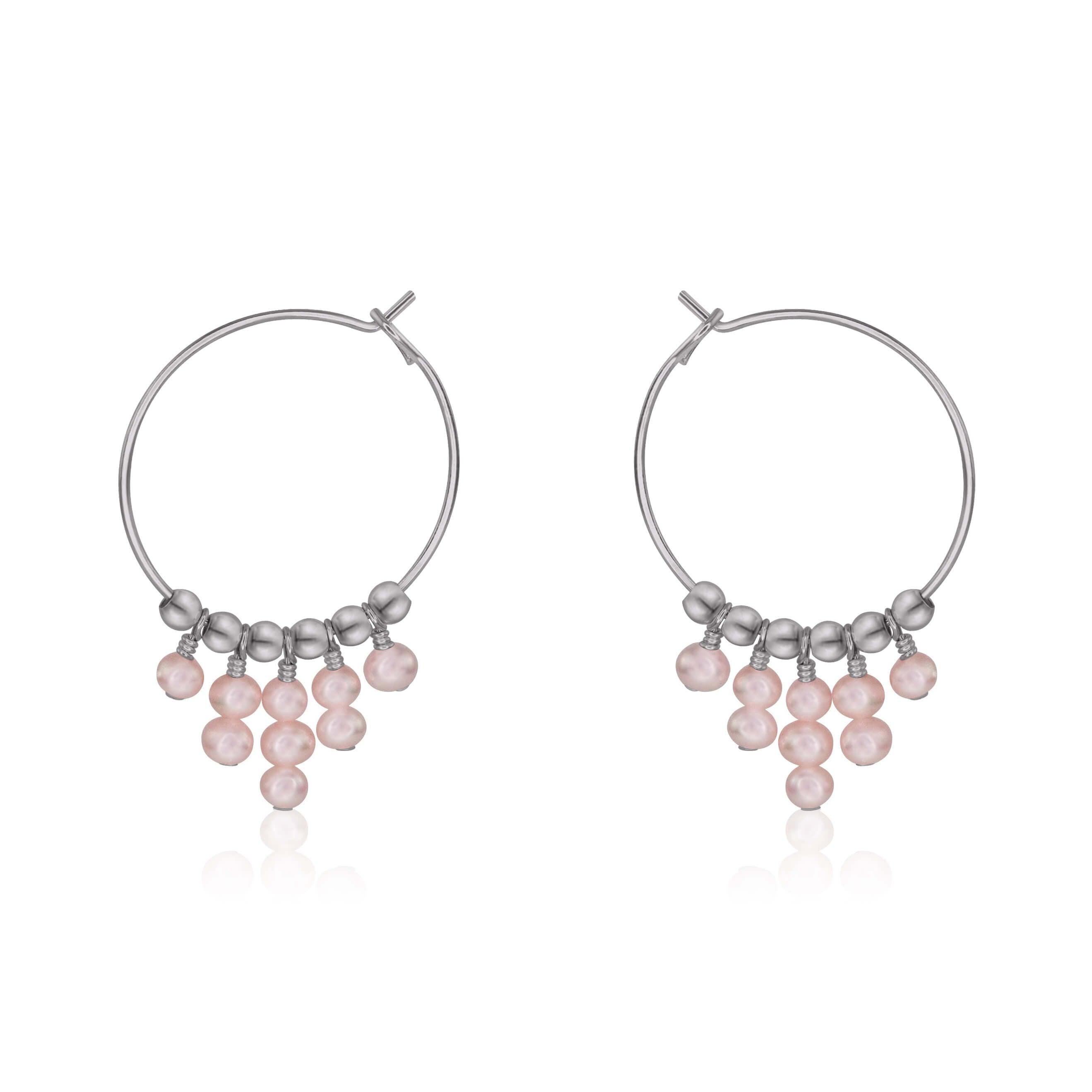 Elegant White Freshwater Pearl Hoop Earrings for Women – Perfect for Weddings, Parties & Everyday Wear