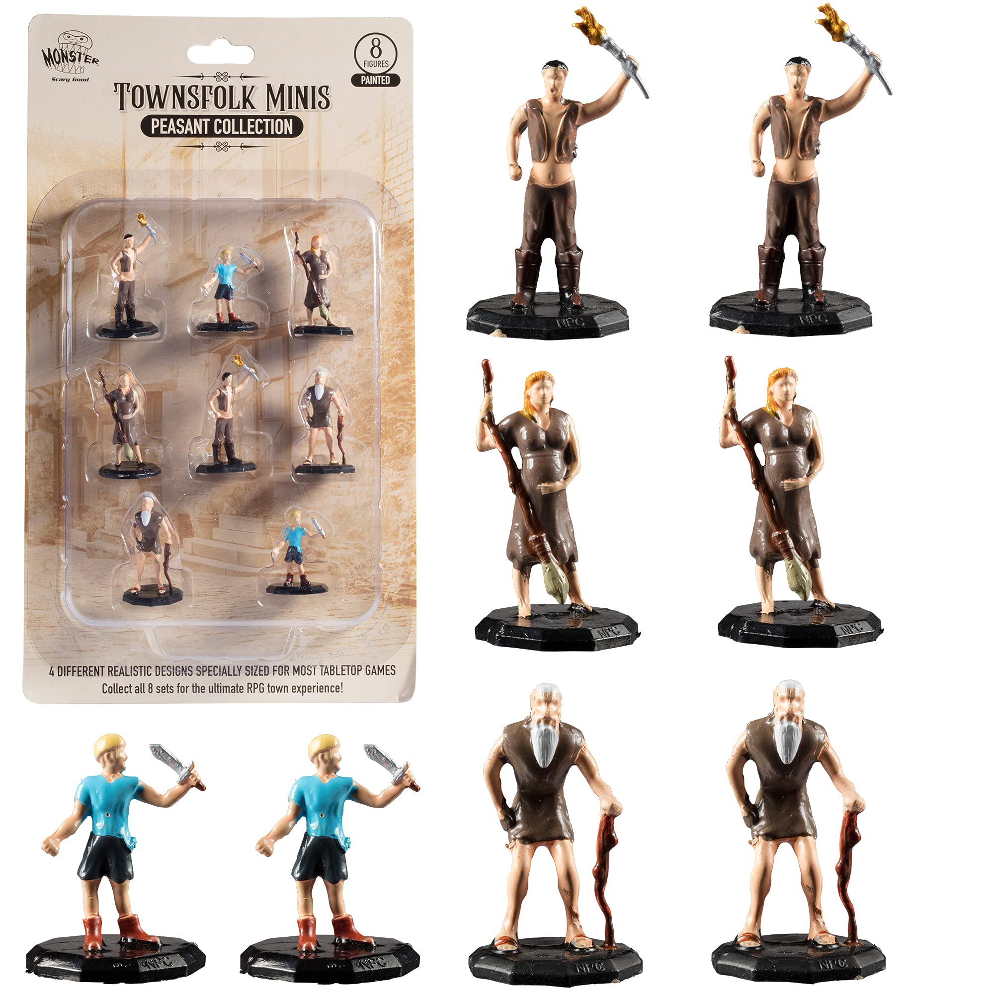 Fantasy RPG Miniatures - 8pc Hand-Painted DND NPC Figures for Tabletop Games