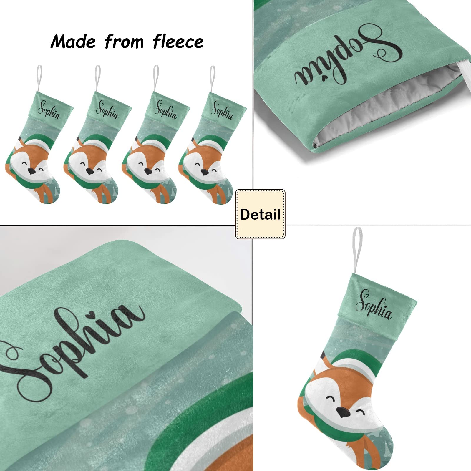 Personalized Christmas Stockings with Name - Custom Fox Design Holiday Decor for Family, Xmas Gift 17.52 x 7.87 Inch - Perfect for Fireplace Mantel, Christmas Tree Decorations & Cozy Home Holiday Styling