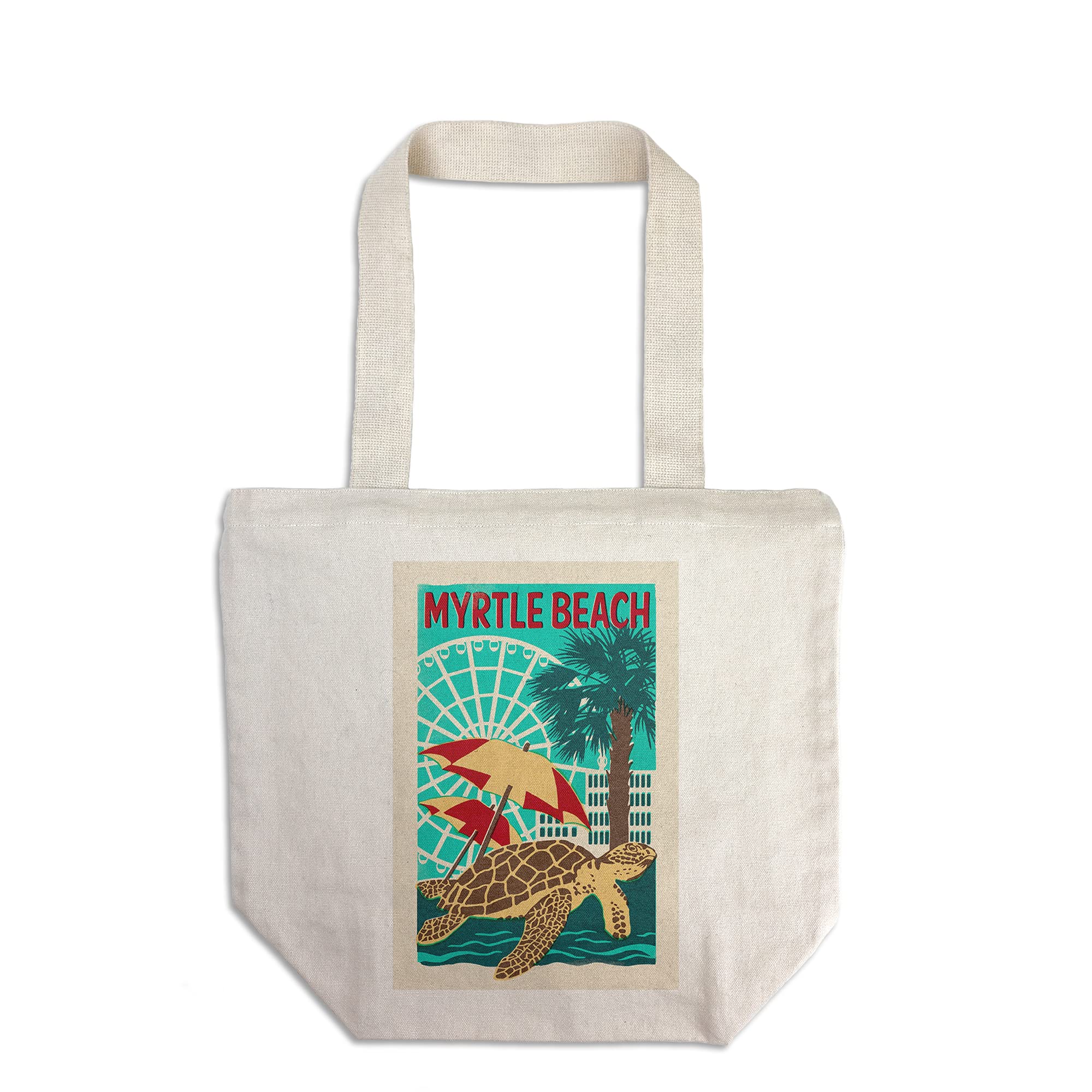 **Lantern Press Myrtle Beach South Carolina Woodblock Print - 100% Cotton Canvas Reusable Tote Bag for Shopping, Beach Trips & Eco-Friendly Lifestyle**