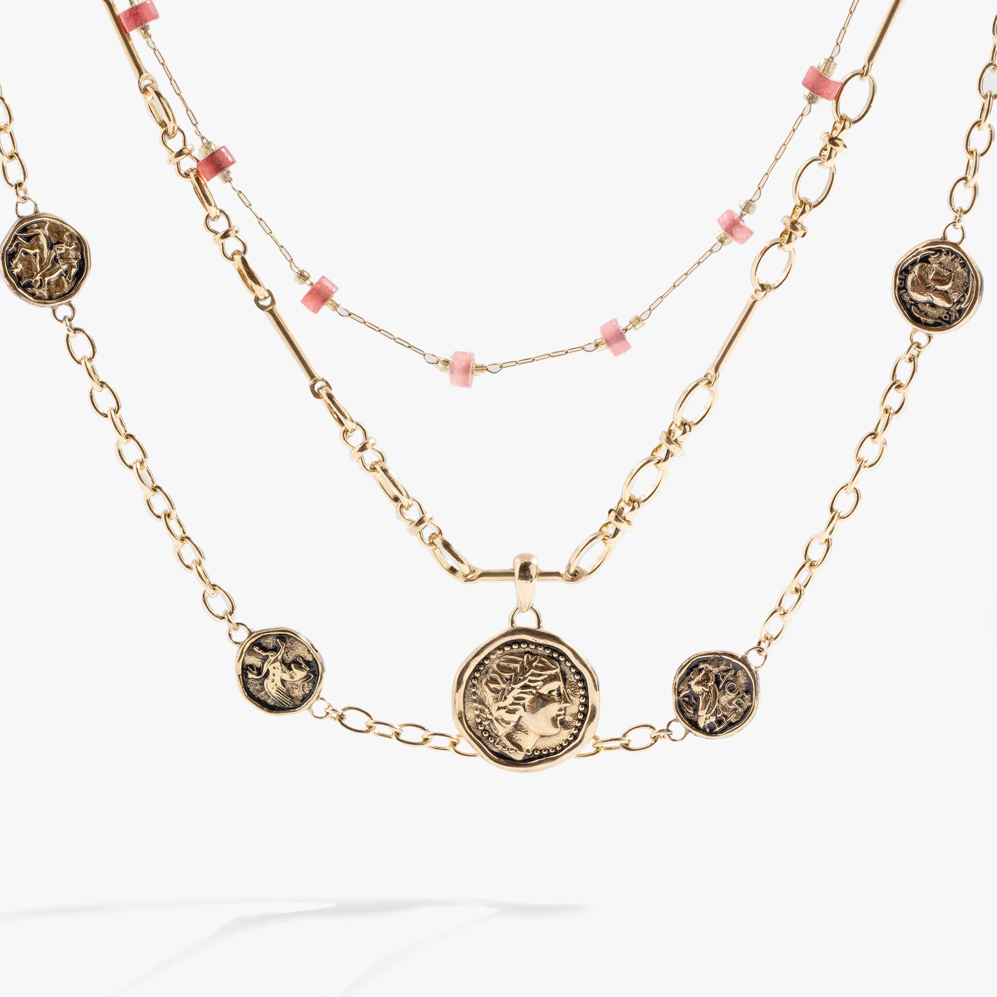 Elegant Coin Stranded Necklace for Women - Vintage Layered Chain Jewelry for Casual & Party Wear