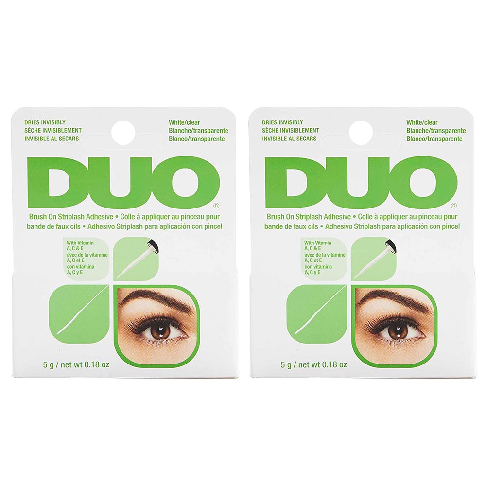 DUO Brush-On Lash Glue - Clear Eyelash Adhesive with Vitamins A, C & E for Long Lasting Hold | 0.18 oz, 2-Pack | Perfect for Daily Wear, Special Occasions & Sensitive Eyes