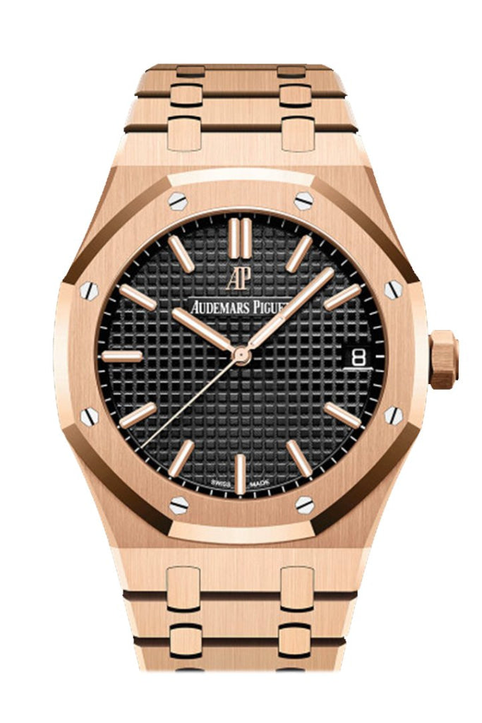 Audemars Piguet Royal Oak 15500OR Men's 18K Rose Gold Automatic Watch with Black Dial - Luxury Dress Watch for Business & Formal Occasions