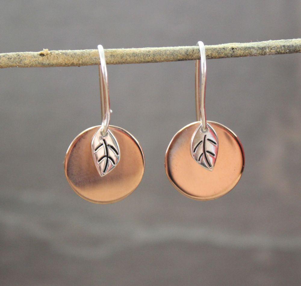 Handmade Boho Bodhi Leaf Copper Moon Earrings for Women – Spiritual & Stylish Jewelry for Yoga, Meditation, and Everyday Wear