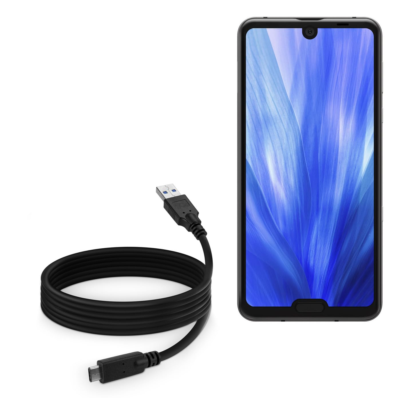 BoxWave USB 3.0 A to USB 3.1 Type C Charging Cable - 6ft Fast Sync & Charge Cord Compatible with Sharp Aquos R3 - Durable Black Data Cable for Home, Office & Travel Use
