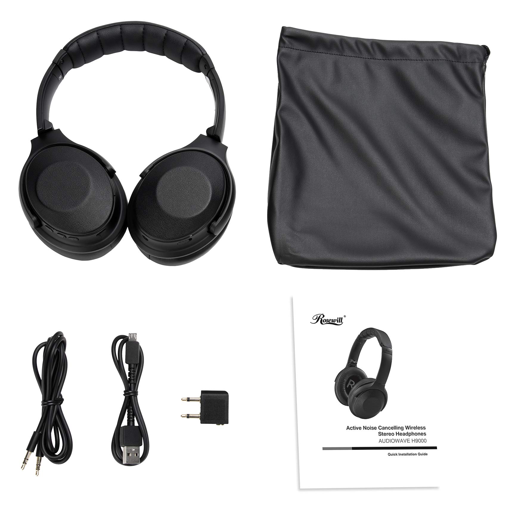 Rosewill Active Noise Cancelling Wireless Bluetooth Headphones - ANC Over Ear Headset with Long Battery Life, Hi-Fi Sound for Travel, Work & Gaming | Perfect for Commuting, Office & Home Entertainment