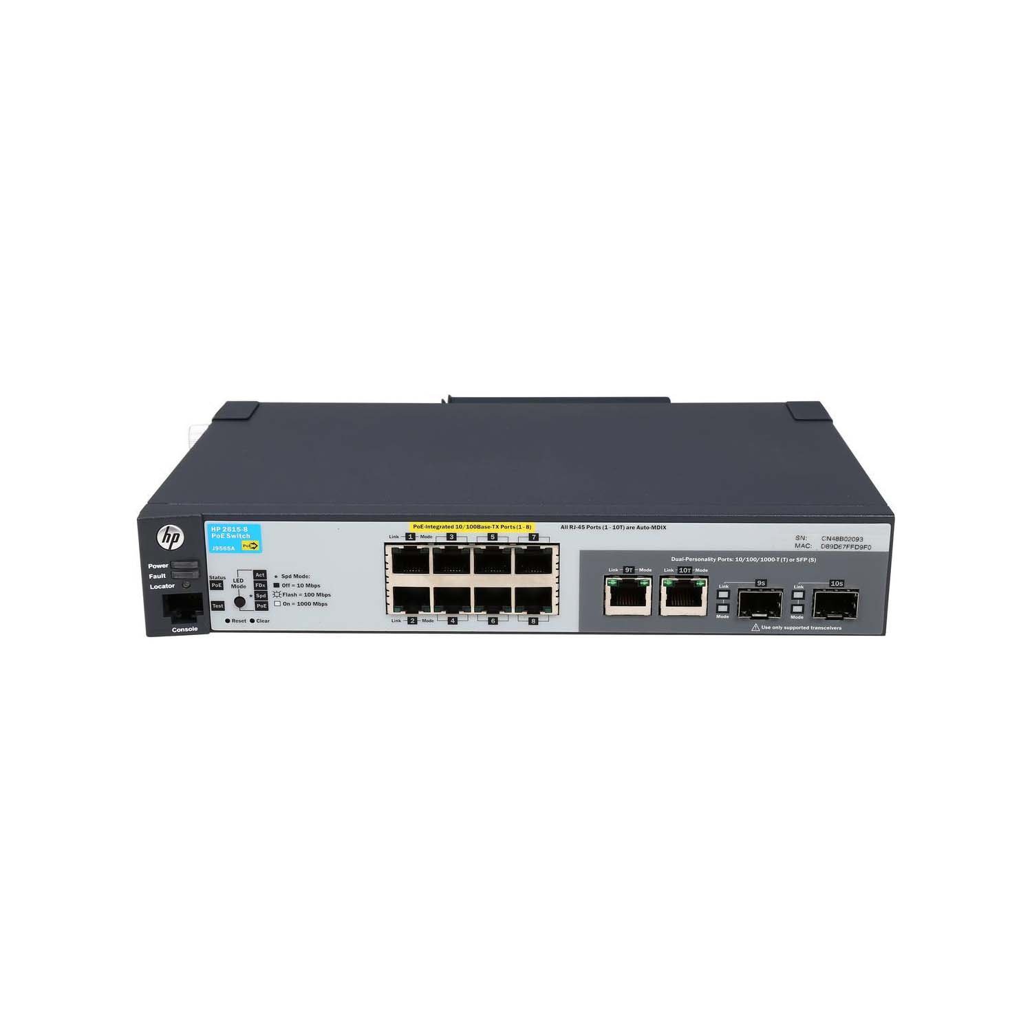 HP Procurve 2615-8-PoE Stackable Ethernet Switch (J9565A#ABA) - 8-Port Gigabit PoE+ Network Switch for Small Business & Office Networking