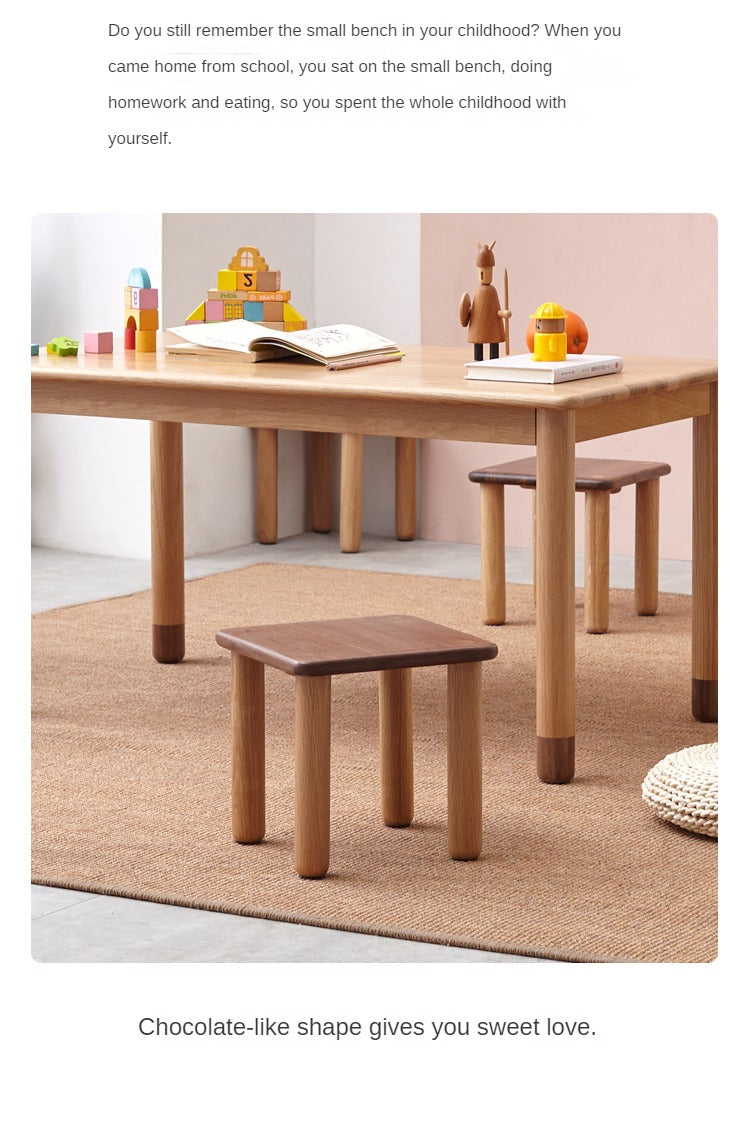 Solid Oak & Black Walnut Kids Small Stool - Durable Wooden Step Stool for Children - Perfect for Bathroom, Kitchen, and Playroom Use