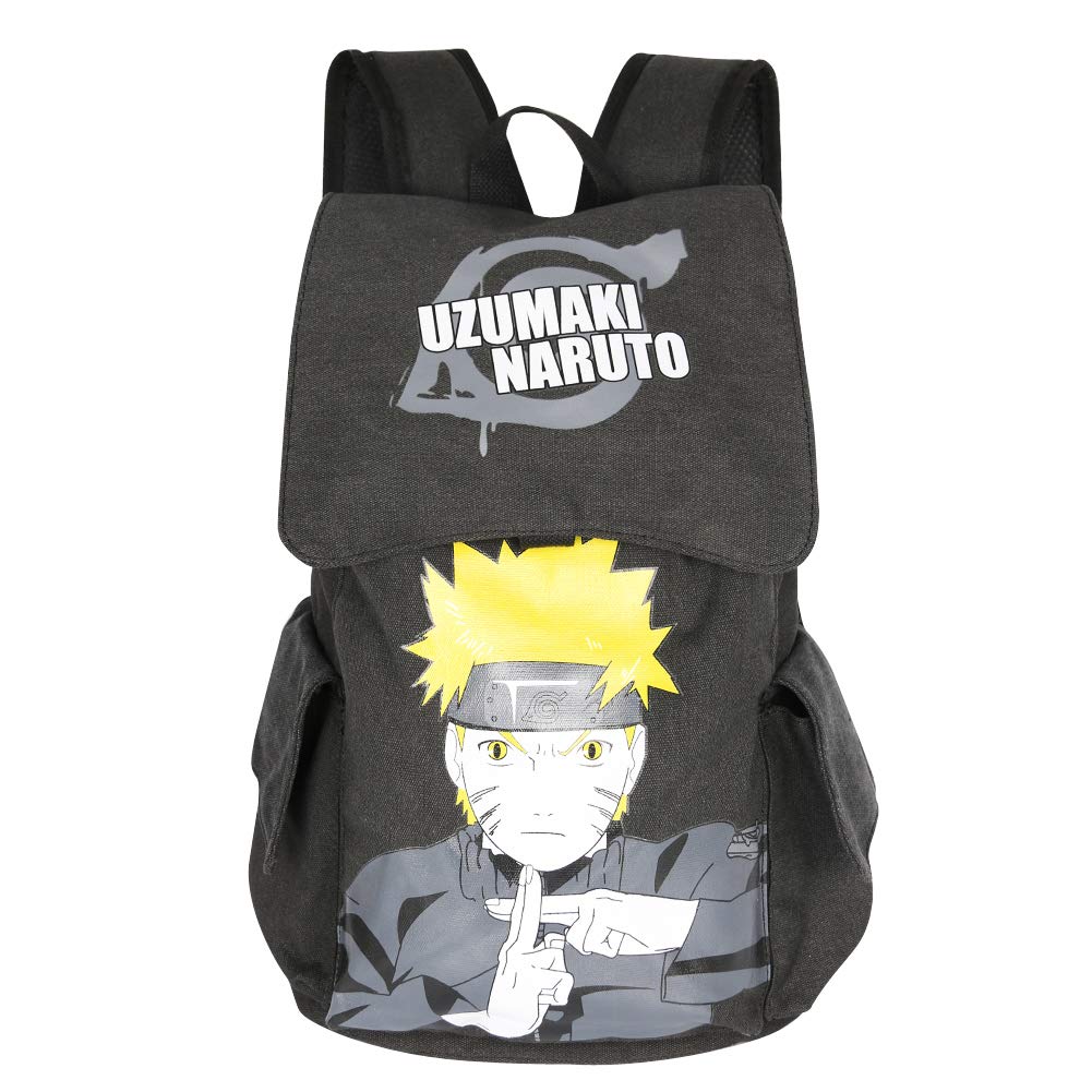 Vanlison Anime Canvas Backpack - Stylish Shoulder Bag for School, Travel & Daily Use - Durable Rucksack in Black - Perfect for Students, Commuters & Anime Fans