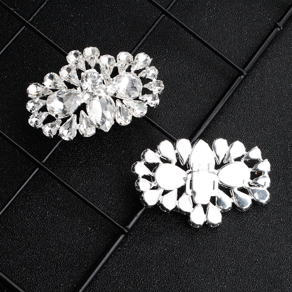 1 Pair Oval Rhinestone Detachable Wedding Shoe Buckles - Elegant Bridal Accessories for Wedding, Prom & Special Occasions