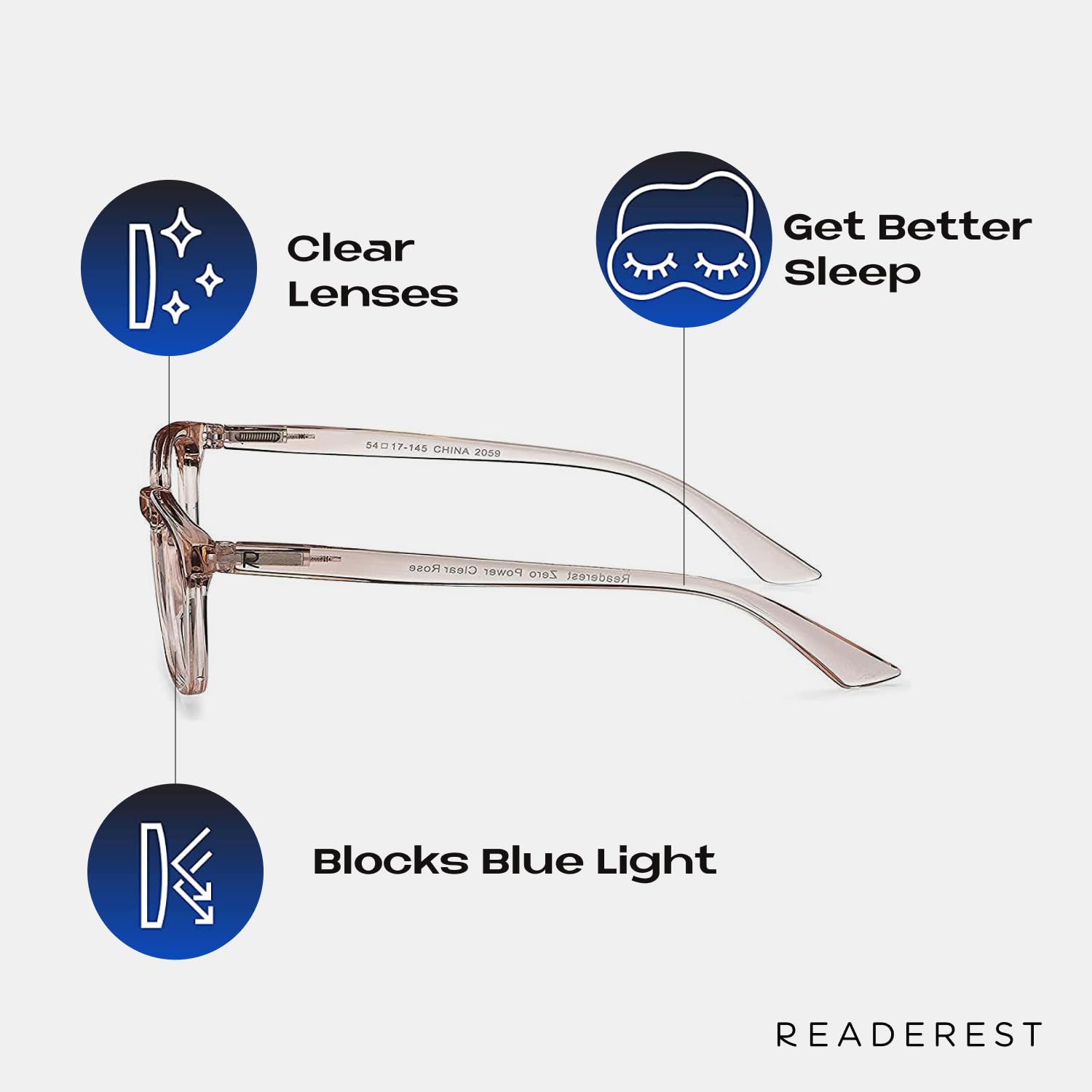 Readerest Blue Light Blocking Reading Glasses - Anti Glare Computer Eyeglasses with UV Protection (0.00 Magnification, Blush) - Thin Reflective Lens for Eye Strain Relief - Stylish Unisex Design for Office, Gaming & Screen Time