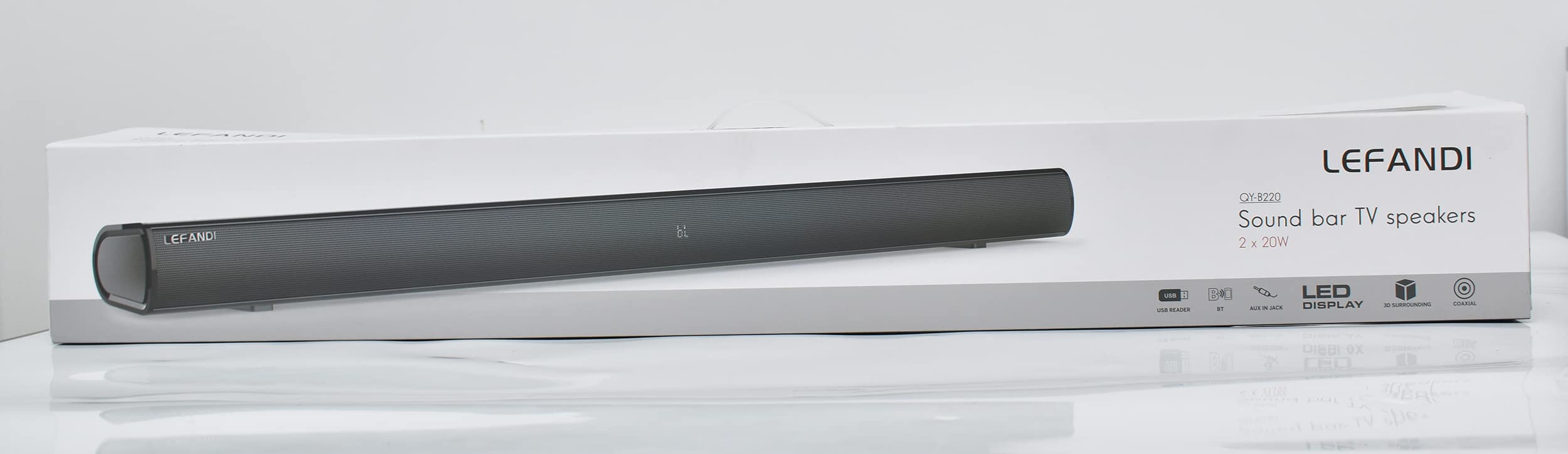 EFANDI 2.1 Channel TV Soundbar with Wireless Bluetooth 5.0 - Surround Sound System with Remote Control, HDMI ARC, AUX, USB, Optical & Coaxial Inputs for Smart TV, PC, Laptop, Smartphone - Perfect for Home Theater, Gaming & Music Streaming (Black)