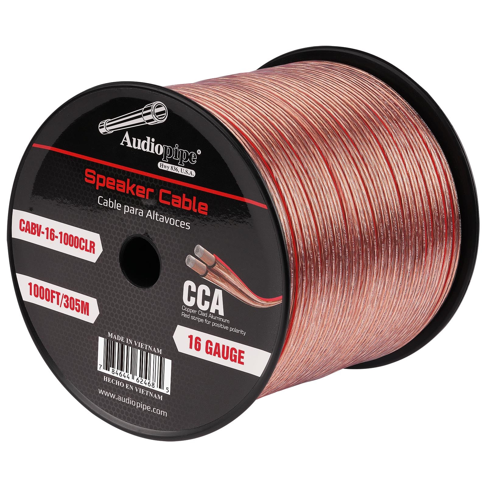 16AWG 1000FT Speaker Wire - High Performance Clear Audio Cable for Home Theater, Studio & Outdoor PA Systems (CABV 16 1000CLR)