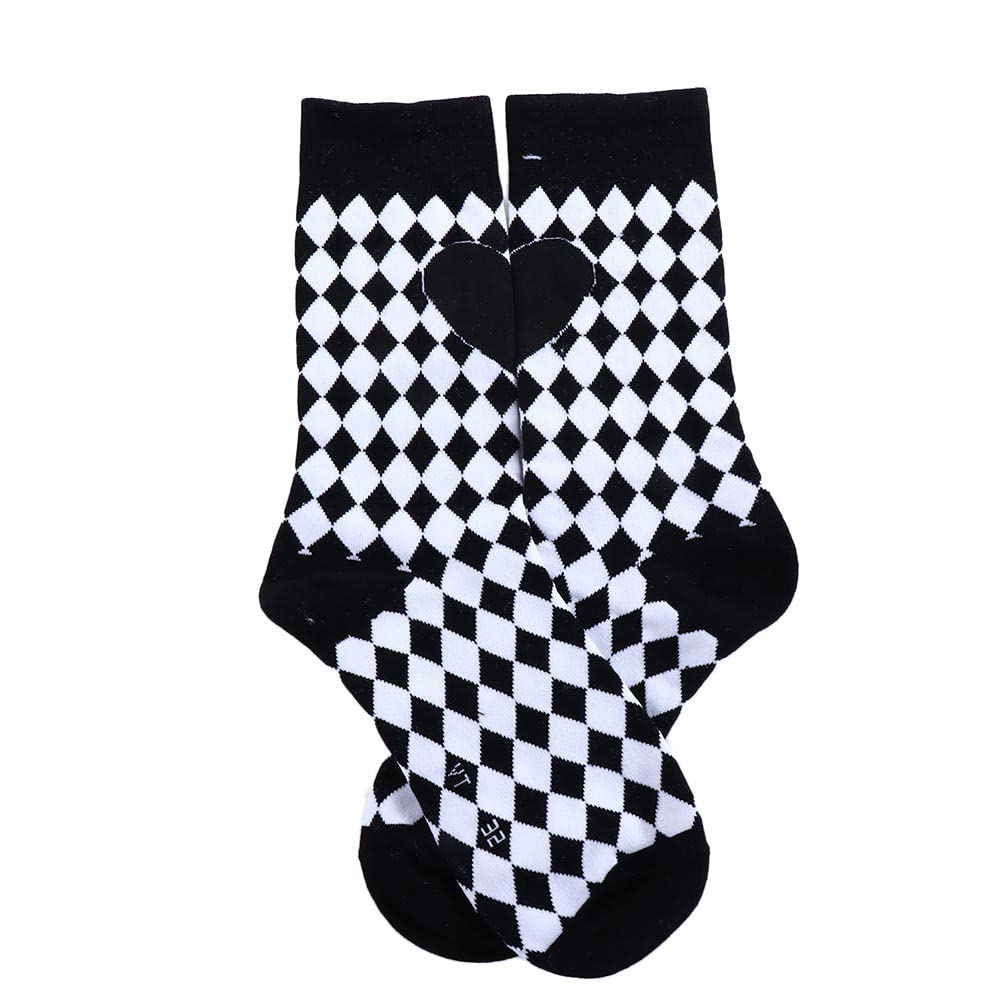 Trendy Unisex Checkerboard Socks - Harajuku Style Geometric Cotton Socks for Men & Women - Hip Hop Streetwear Fashion - Black - Perfect for Casual Outfits, Sneaker Pairing, and Urban Street Style