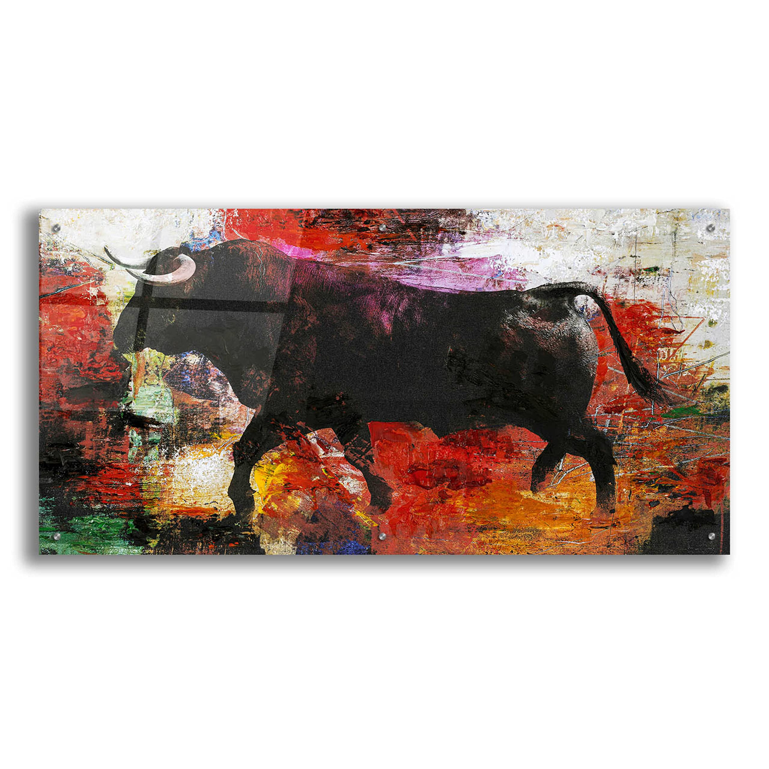 Epic Art 'Bull' by Design Fabrikken - 48x24 Inch Modern Acrylic Glass Wall Decor - Contemporary Home & Office Wall Art for Living Room, Bedroom, or Office Spaces