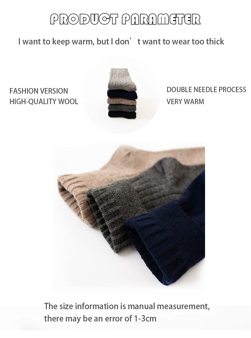 CHERISH 5 Pairs Men's Wool Socks - Thick Warm Winter Thermal Knit Crew Socks for Cold Weather - Perfect for Hiking, Skiing & Outdoor Activities
