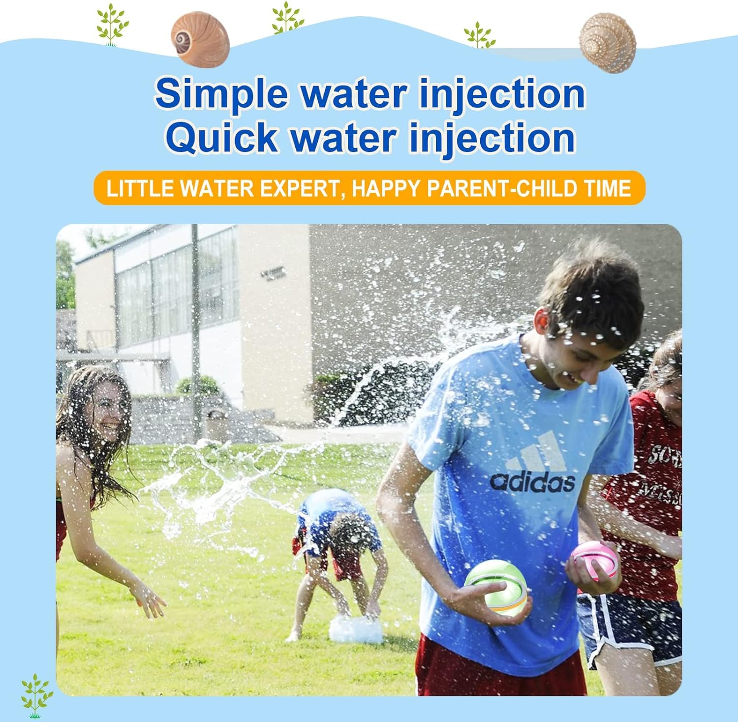 6 Pack Automatic Shut-Off Water Balloons - Fast Fill Reusable Mixed Color Water Bombs for Kids Summer Outdoor Water Fights, Pool Parties & Backyard Games