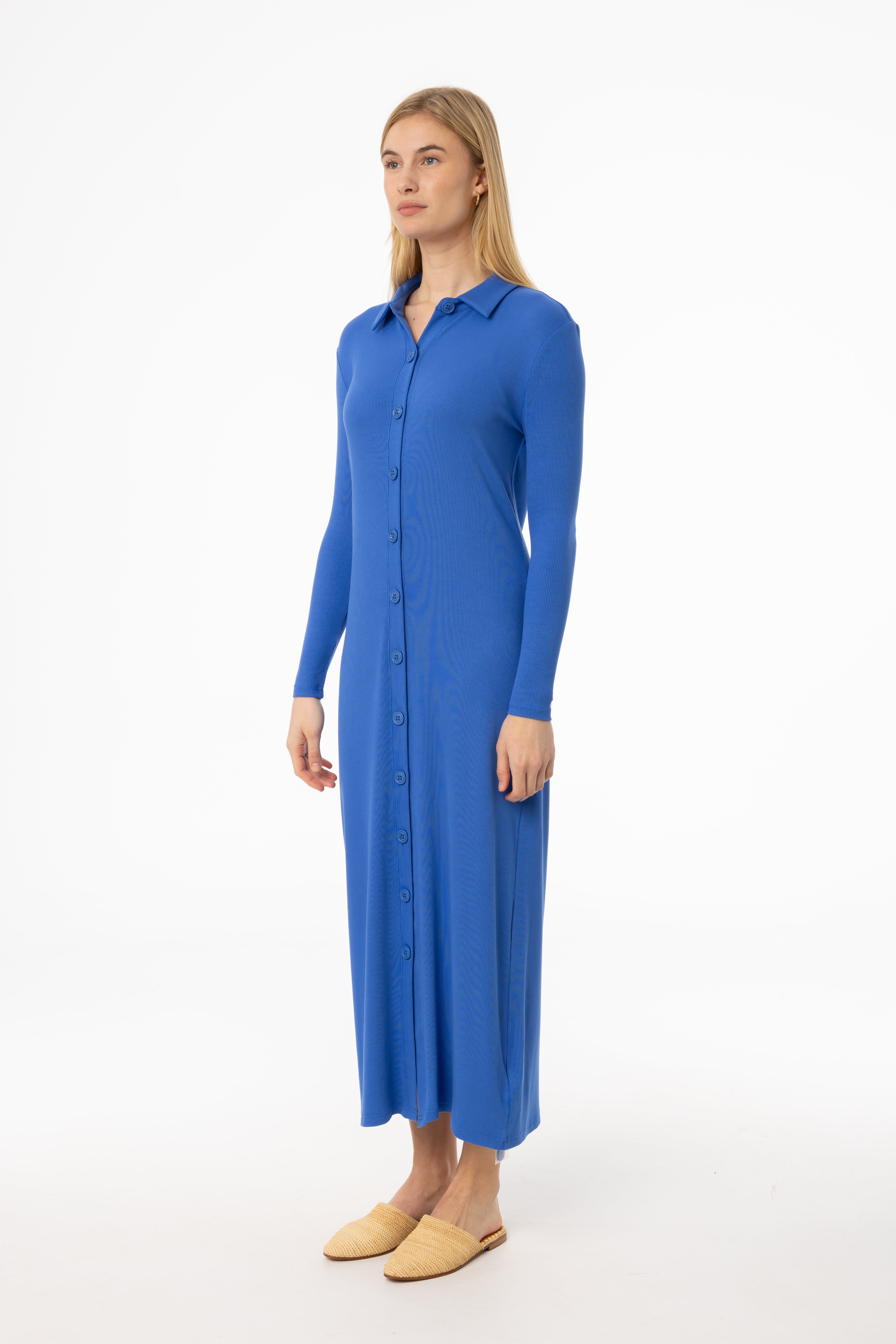 Cobalt Blue Maxi Cardigan Dress for Women - Elegant Long Sleeve Open Front Duster Sweater Dress - Perfect for Casual Outings, Date Nights & Special Occasions