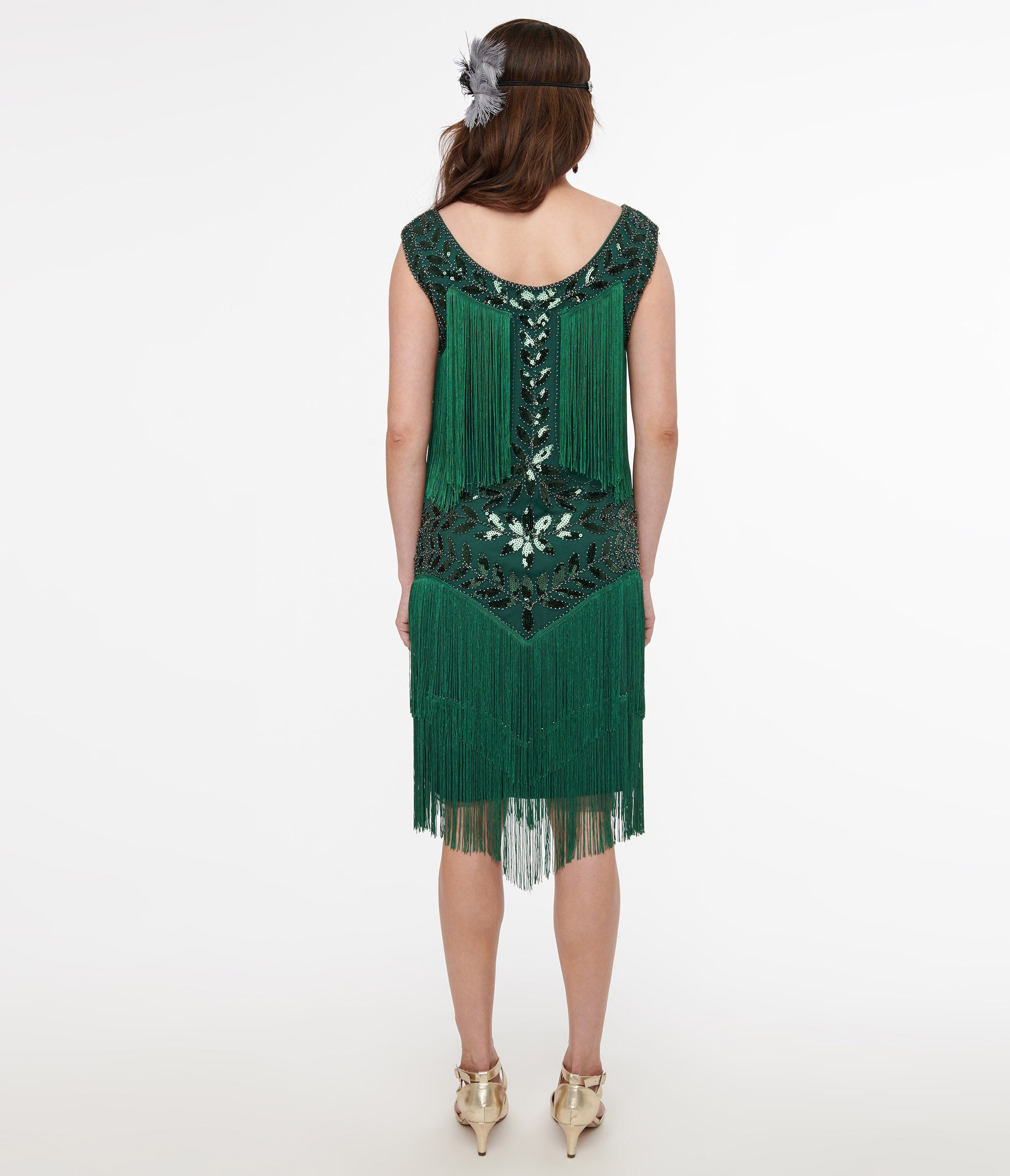 Vintage 1920s Green Beaded Fringe Flapper Dress for Women - Roaring 20s Gatsby Party Costume, Halloween Outfit & Jazz Age Evening Gown