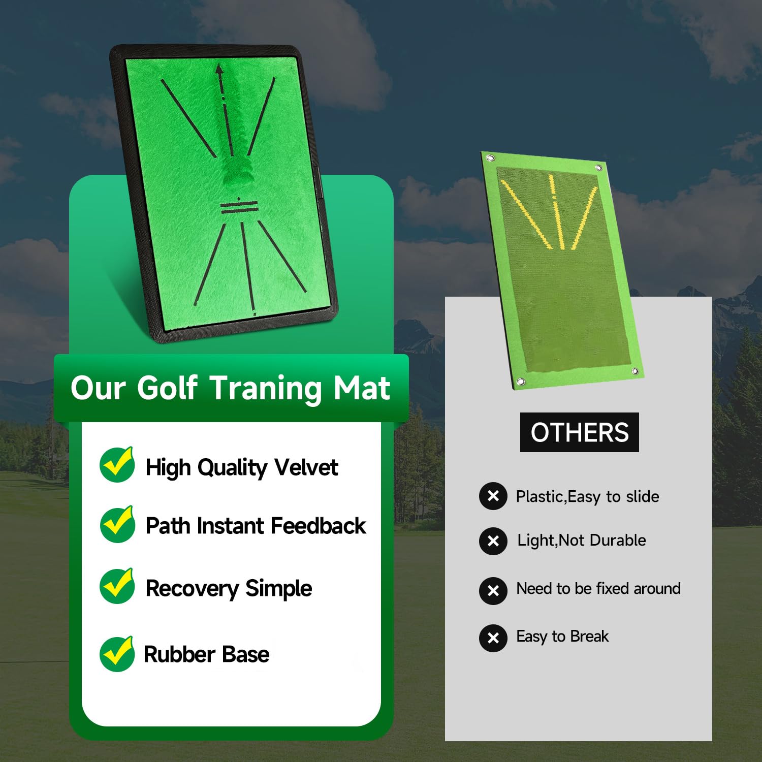 COOLMOON Golf Training Mat with Swing Path Detection - Advanced Swing Tracker Mat with Rubber Backing for Indoor/Outdoor Practice | Perfect for Home, Driving Range & Backyard Golf Training