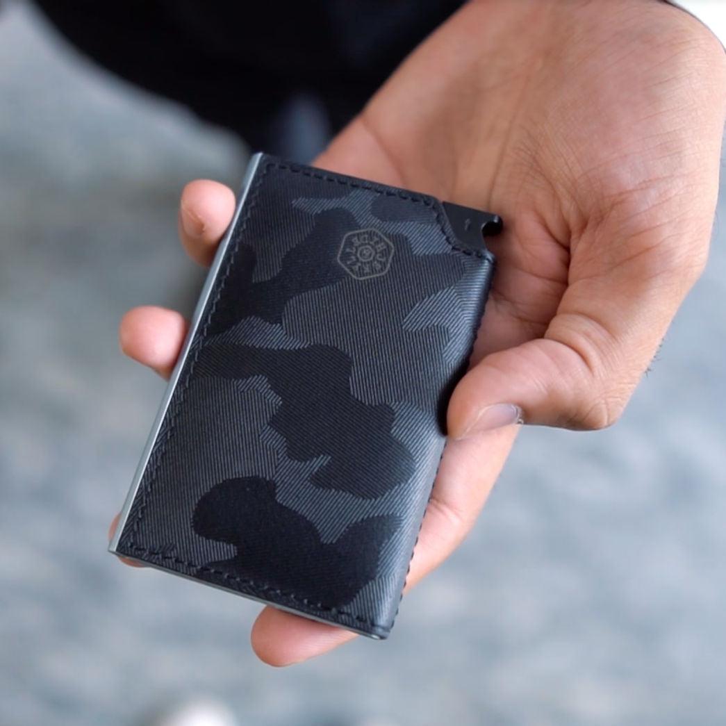 Jekyll & Hide Havana Aluminum Card Slide Wallet - RFID Blocking Slim Minimalist Camouflage Design for Men & Women - Perfect for Travel, Everyday Carry & Outdoor Adventures