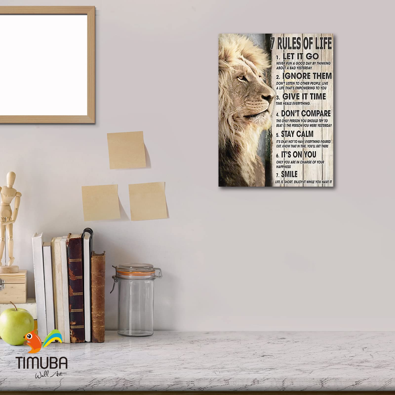Inspirational Lion Canvas Wall Art - Motivational Quotes Framed Decor for Office & Home, Positive Uplifting Wall Decor (32x48 Inches) - Perfect for Living Room, Bedroom or Workspace