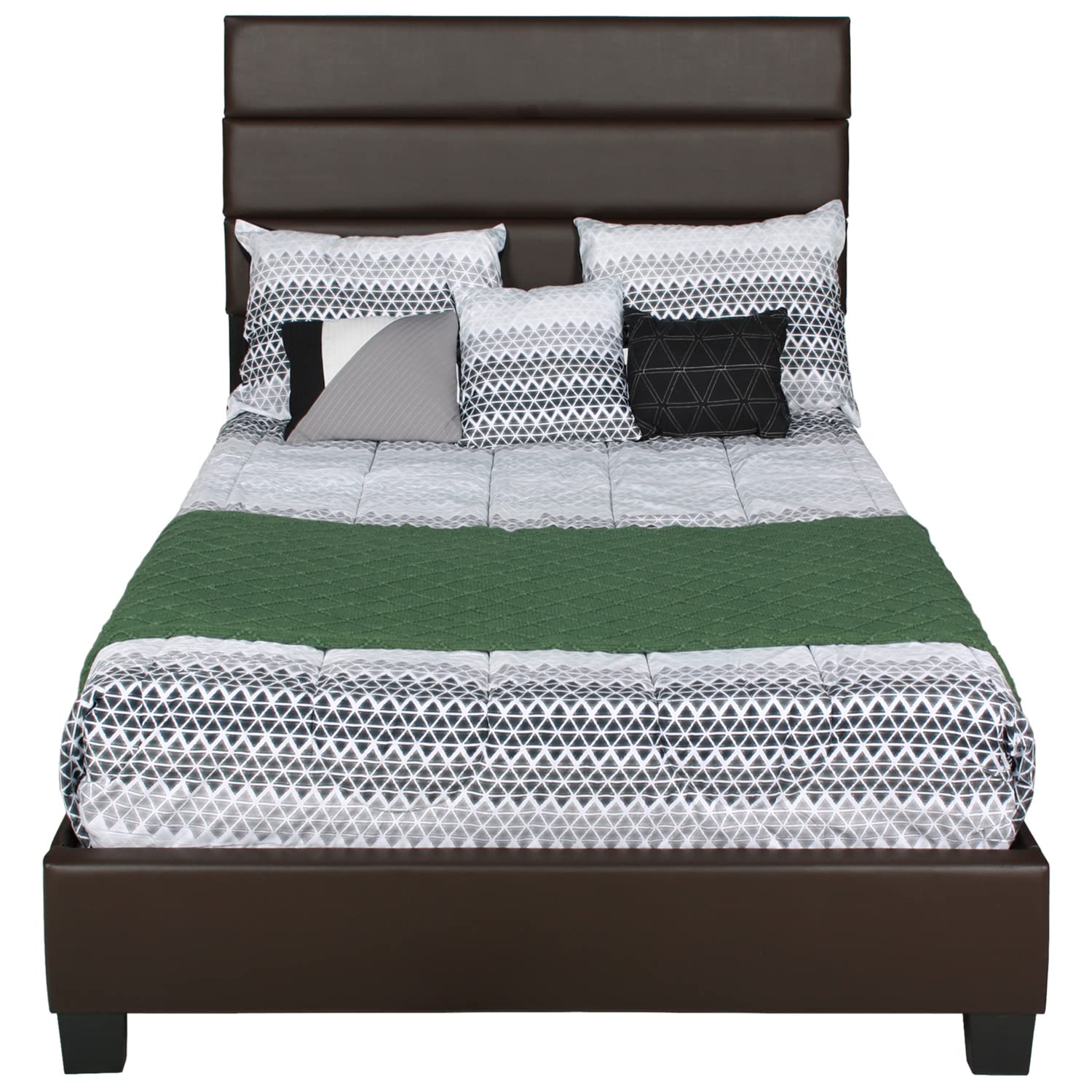 Better Home Products Napoli Faux Leather Upholstered Twin Size Platform Bed Frame in Tobacco Brown - Perfect for Small Bedrooms, Guest Rooms & Dormitories