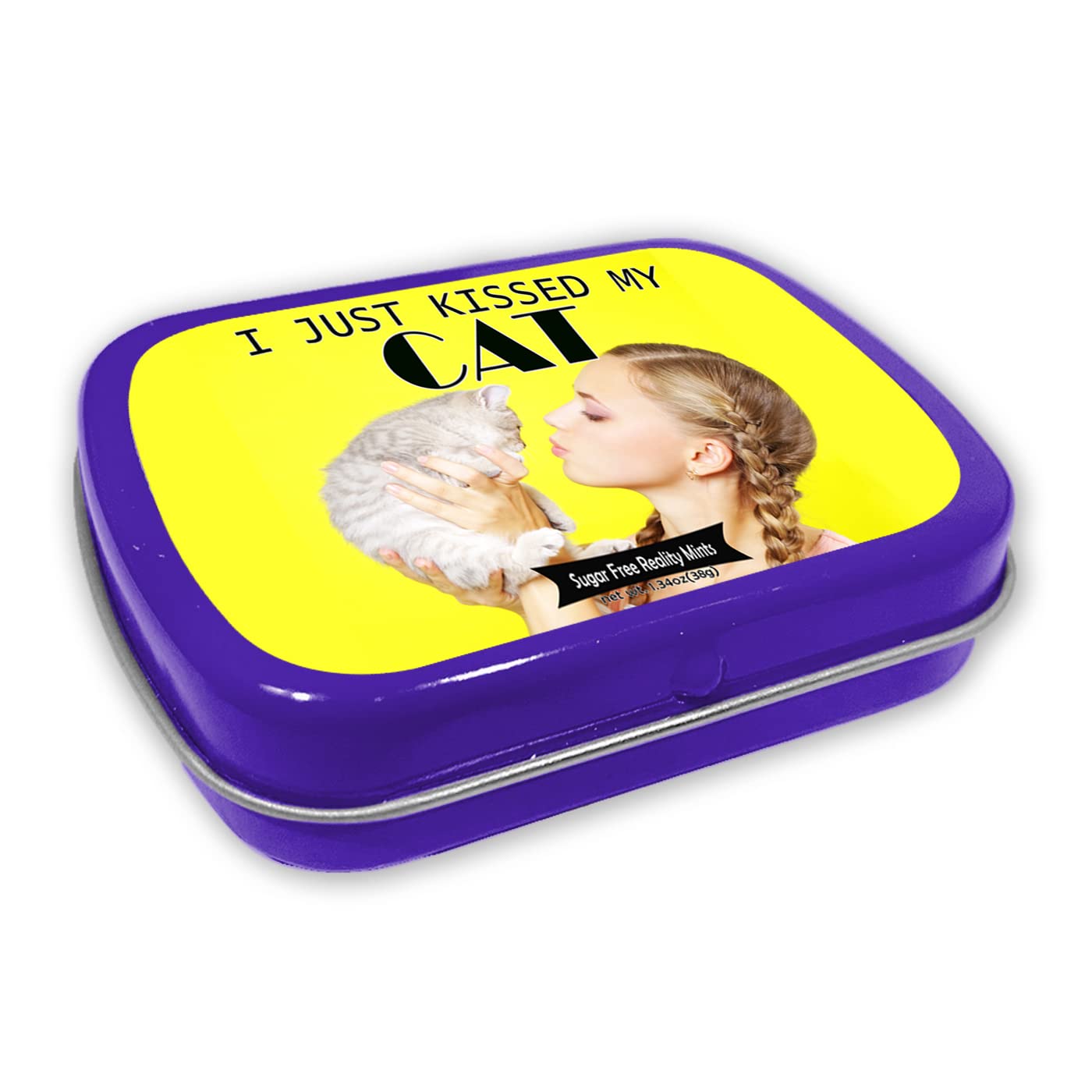 Funny 'I Just Kissed My Cat' Wintergreen Mints - Cute Gift for Cat Lovers & Crazy Cat Ladies - Novelty Mint Tins - Perfect Stocking Stuffers & Office Desk Treats for Cat People - Fresh Breath Mints by Gears Out - Great for Gifts, Parties & Everyday Use