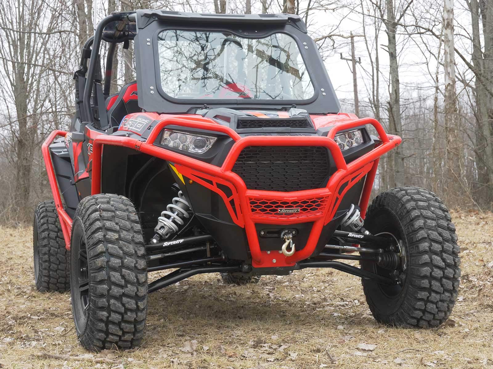 SuperATV Heavy Duty High Clearance Upper Front A-Arms for 2016-2021 Polaris RZR XP Turbo/XP 4 Turbo - Black - Includes Heavy Duty Ball Joints - Non-Adjustable - Off-Road Performance Upgrade for UTV Trail Riding & Dune Bashing