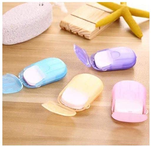 Eco-Friendly Disposable Travel Paper Soap Strips - 100 Scented Hand Wash Sheets for Camping, Hiking & Airplane Travel | Portable Foaming Soap Flakes for Hand Hygiene (5 Packs)