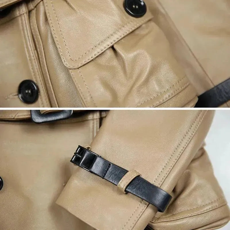 Fashionable Women's Leather Coat - Elegant & Stylish Outerwear for Fall & Winter - Perfect for Office, Dating & Casual Outings