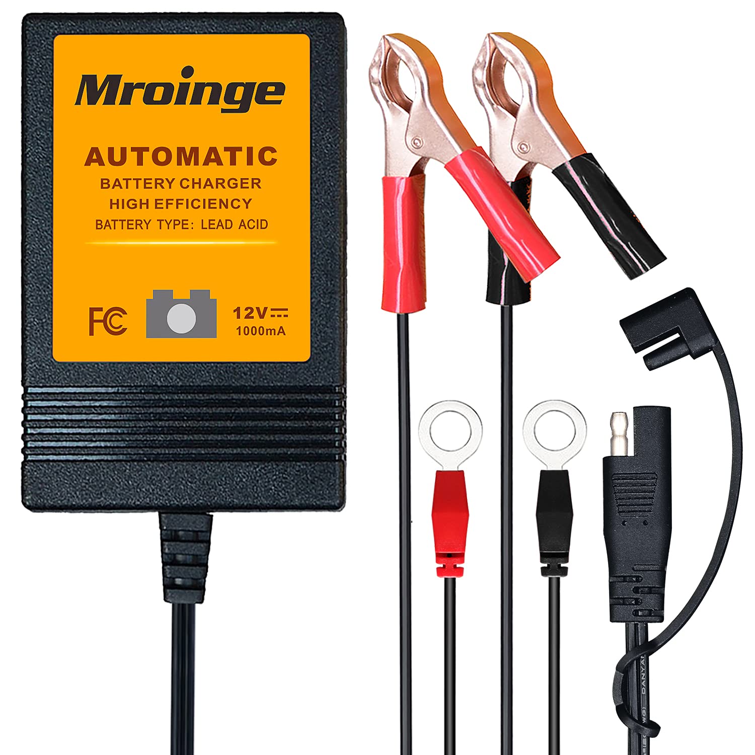 12V 1000mA Smart Trickle Battery Charger & Maintainer - Automatic Float Charger for Motorcycle, ATV, Lawn Mower, Boat, RV - Ideal for Winter Storage & Long-Term Battery Maintenance