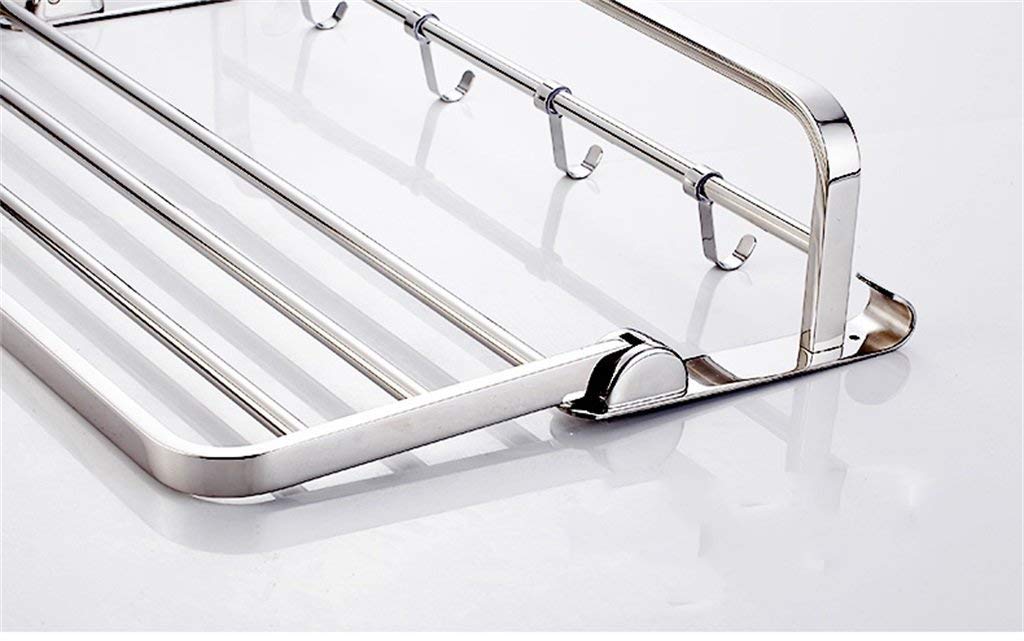 Double Layer Hanging Towel Rack - 2 Tier Bathroom Shelf Organizer with Towel Bar | Space Saving Bathroom Accessories for Towels, Robes & Decor | Perfect for Small Bathrooms, Apartments & Dorm Rooms