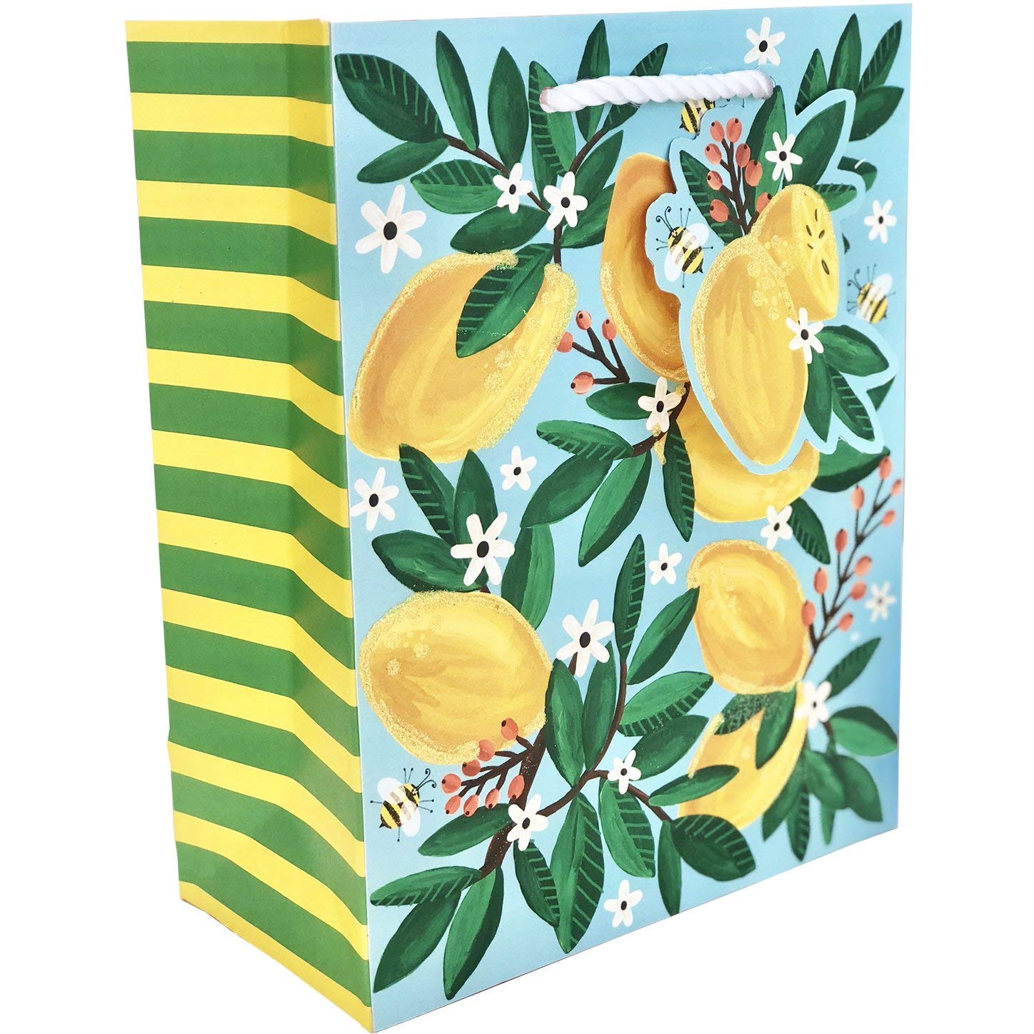 JILLSON & ROBERTS 12-Pack Medium Tote Bags in Lemon Blossom Print - Reusable Grocery Shopping Bags, Beach Totes & Party Favors
