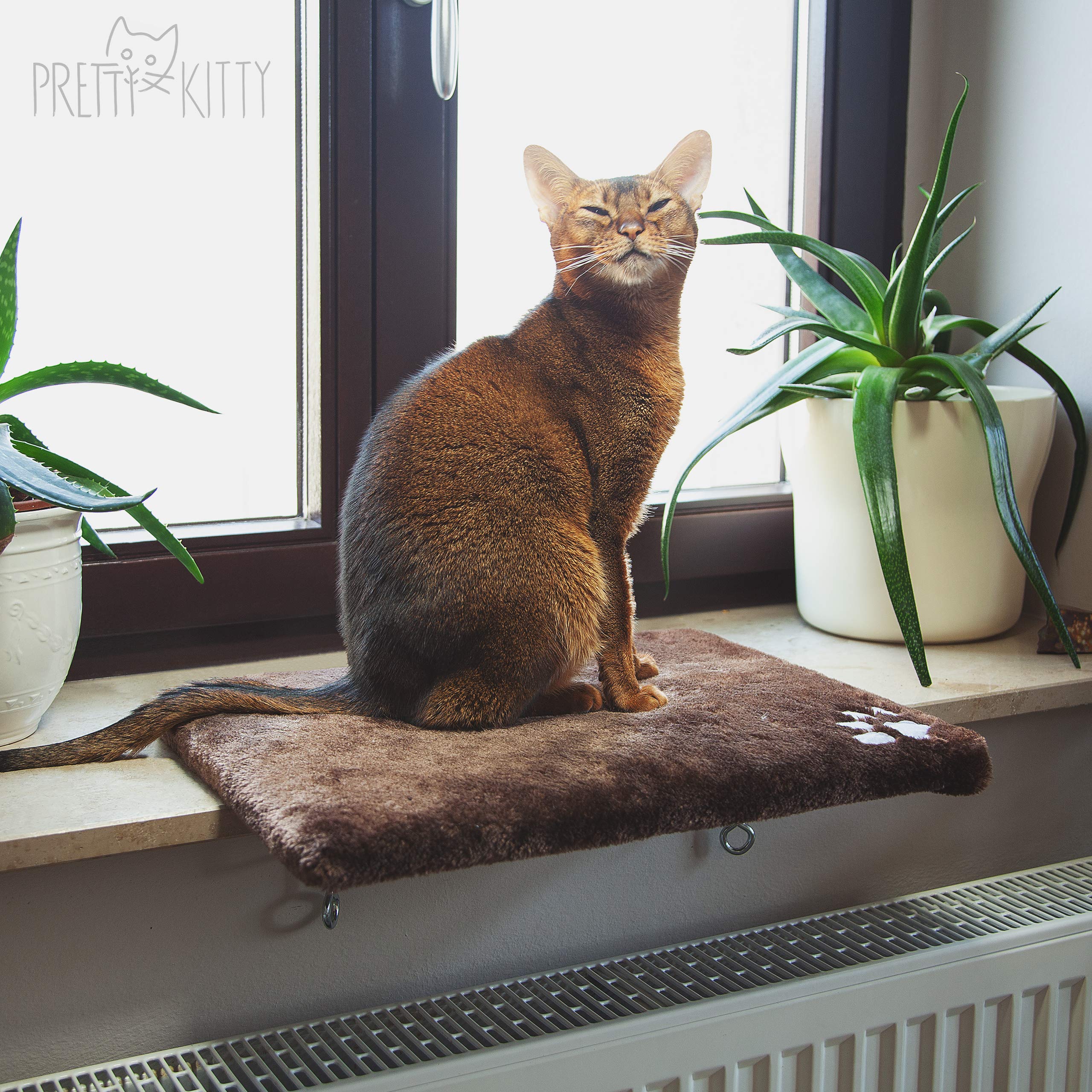 Pretty Kitty Cozy Window Cat Bed - 12.5x16in Washable Pet Bed for Cats & Kittens - Perfect for Window Sill, Sunbathing & Relaxation - Soft Cat Accessory for Indoor Cats