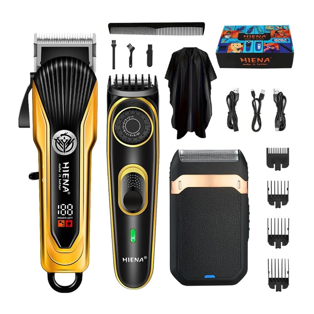 Professional 3-Piece Electric Hair Trimmer Set for Men - USB Rechargeable Cordless Razor Kit with Precision Blades | Perfect for Home Grooming, Beard Styling & Travel Use