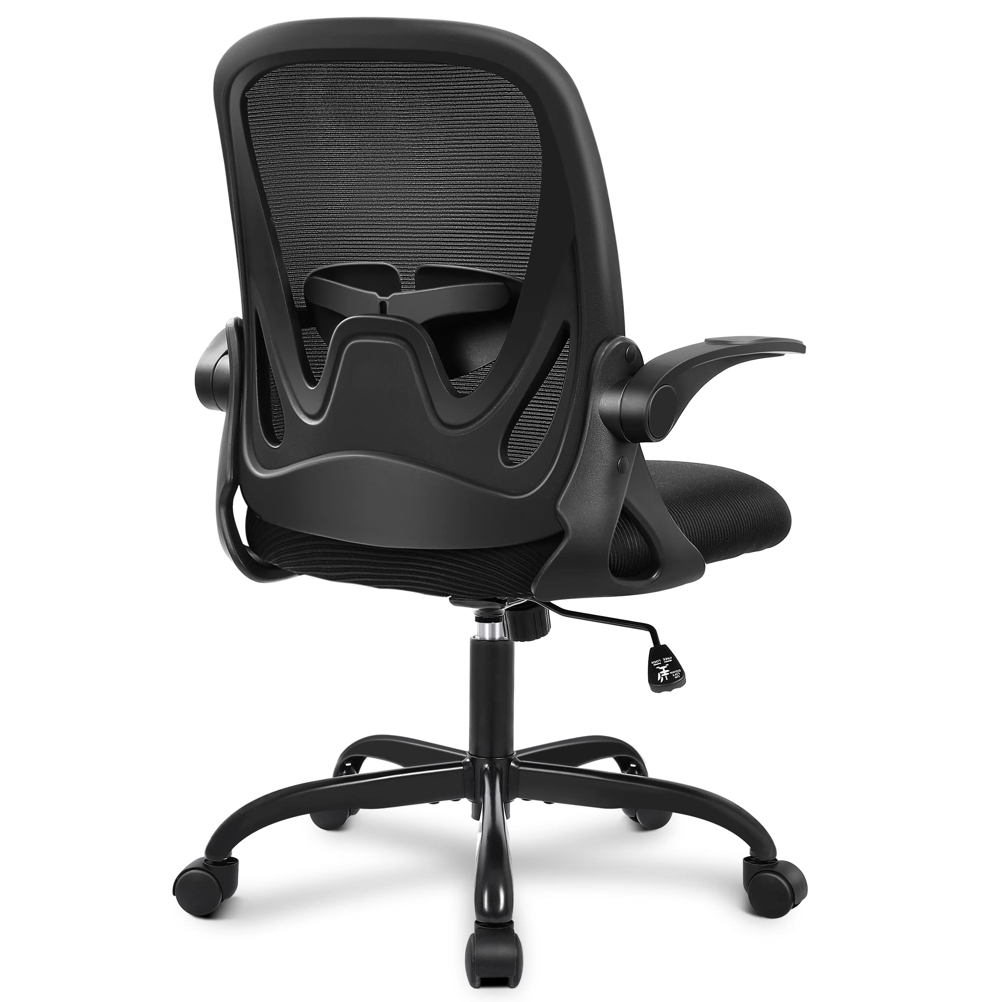 Primy Ergonomic Office Chair with Flip-Up Armrests - Breathable Mesh Computer Desk Chair with Adjustable Lumbar Support & Height - Perfect for Home Office, Conference Rooms & Workspaces (Black)