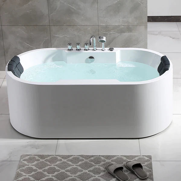 Empava 67-Inch Freestanding Jetted Bathtub - White Acrylic Soaking Tub with Massage Jets for Ultimate Relaxation (Model 67AIS17) | Perfect for Master Bathrooms & Spa-Like Retreats